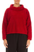 Cowl Neck Cherry Red Teddy Cotton Jumper 1