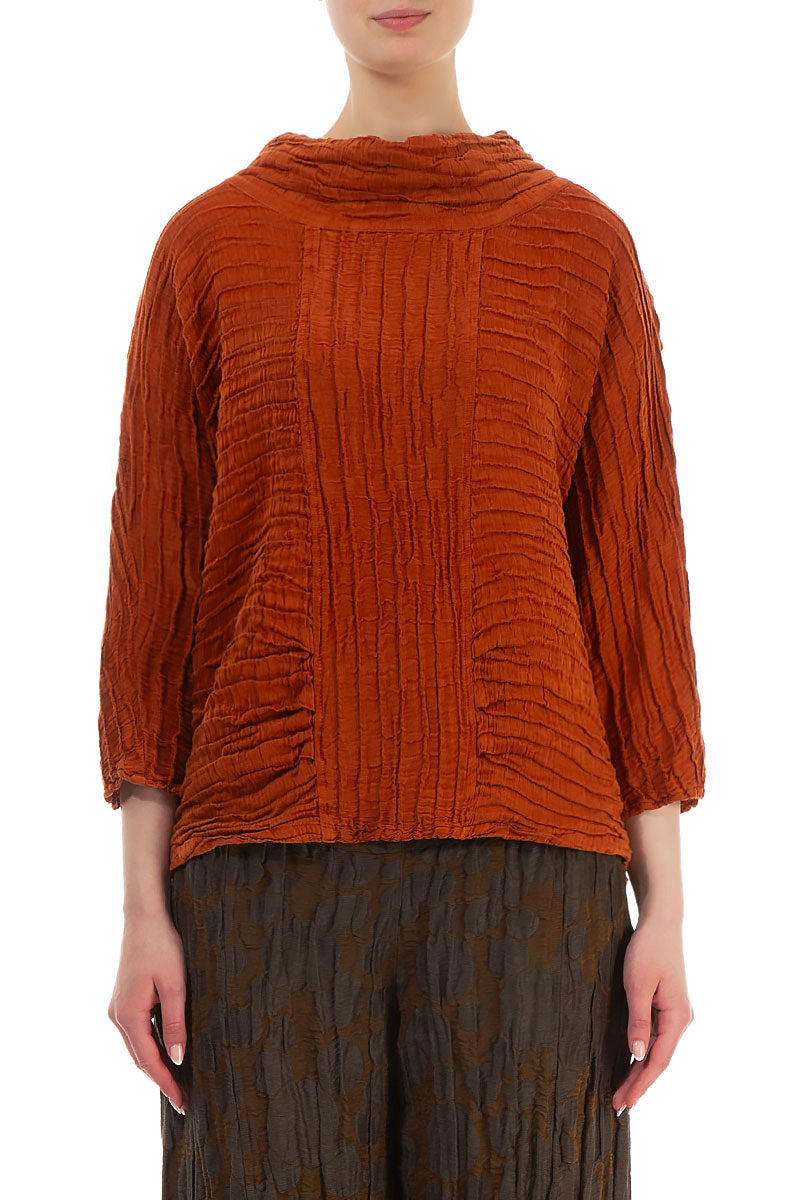 Burnt orange 2025 cowl neck sweater