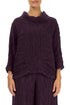 Cowl Neck Crinkled Deep Plum Silk Linen Blouse 1