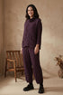 Cowl Neck Crinkled Deep Plum Silk Linen Blouse 1