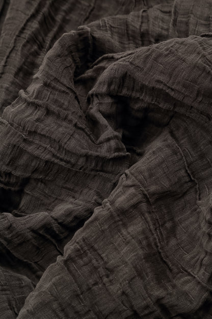 Cowl Neck Crinkled Forest Brown Silk Blouse 5