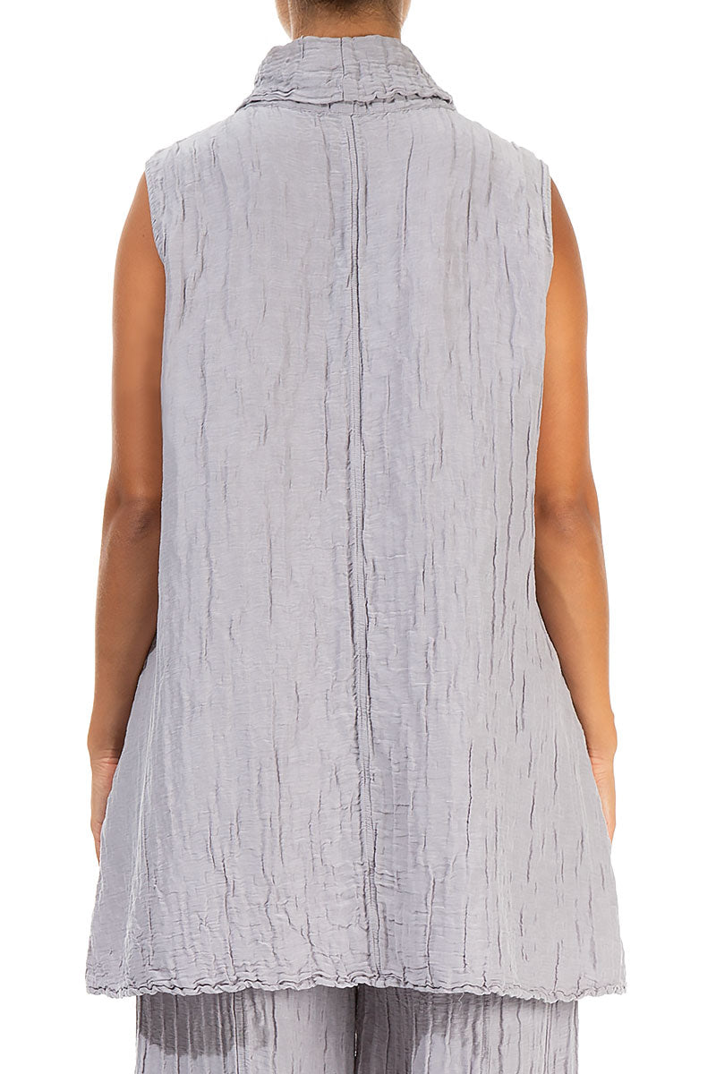 Cowl Neck Crinkled Lilac Grey Silk Tunic