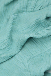 Cowl Neck Crinkled Mint Silk Blouse 5