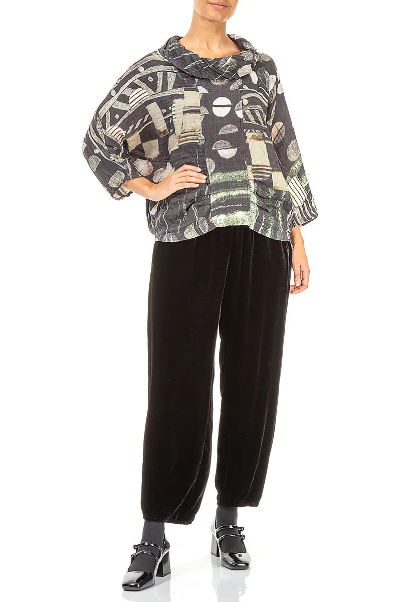 Cowl Neck Crinkled Moonlight Silk Blouse 4