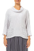 Cowl Neck Crinkled Pearl Grey Silk Linen Blouse 1