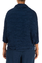 Cowl Neck Crinkled Royal Blue Silk Blouse 2