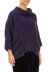 Cowl Neck Crinkled Royal Purple Silk Blouse 3