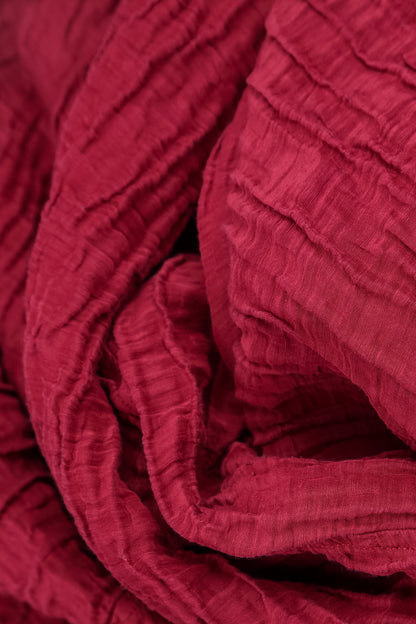 Blouse à col bénitier en soie et lin Froissé Ruby