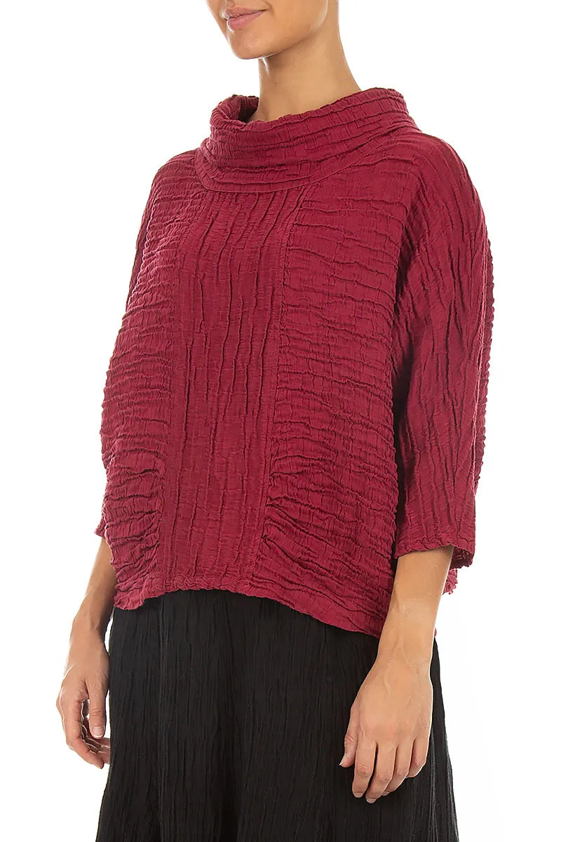 Blouse à col bénitier en soie et lin Froissé Ruby