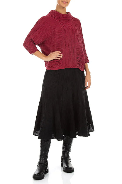 Blouse à col bénitier en soie et lin Froissé Ruby
