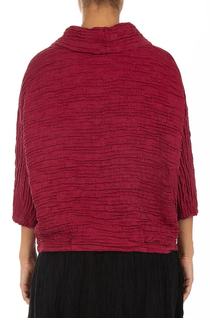 Blouse à col bénitier en soie et lin Froissé Ruby