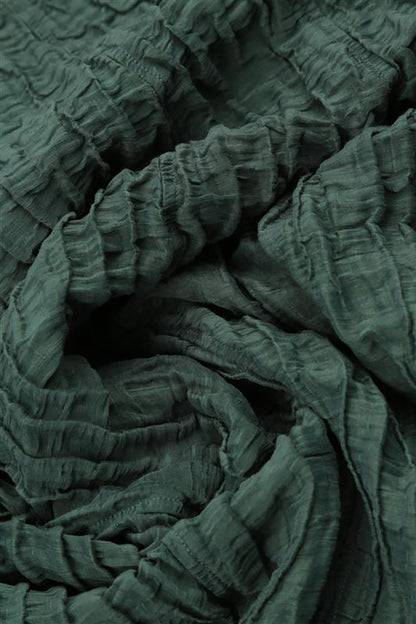 Cowl Neck Crinkled Sage Silk Blouse