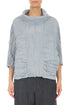 Cowl Neck Crinkled Silver Grey Silk Linen Blouse 1