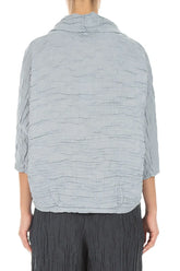 Cowl Neck Crinkled Silver Grey Silk Linen Blouse 2