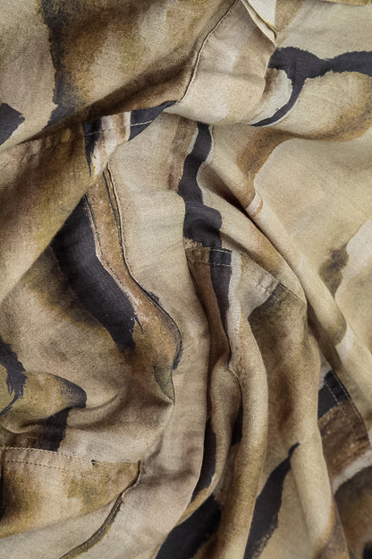 Cowl Neck Crinkled Terra Silk Blouse