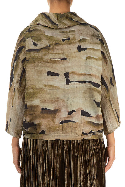 Cowl Neck Crinkled Terra Silk Blouse