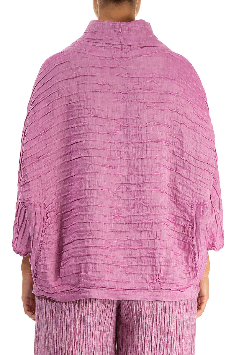 Cowl Neck Crinkled Wild Berry Silk Blouse