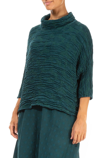 Cowl Neck Emerald Circle Silk Linen Blouse