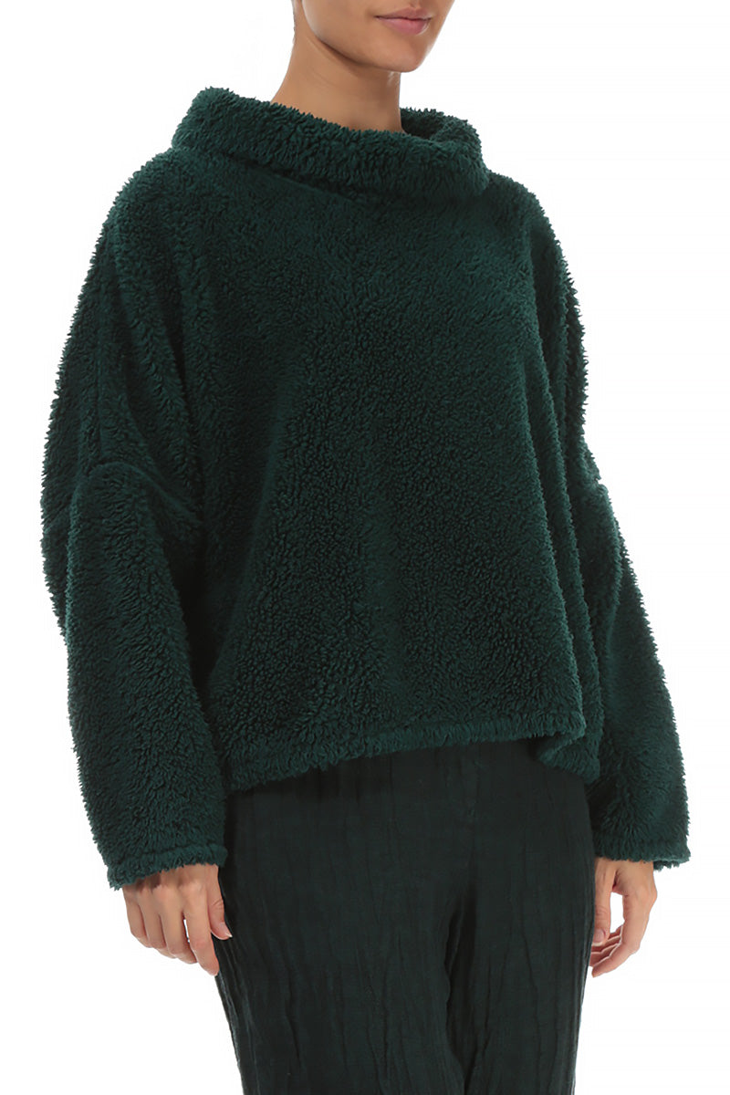 Cowl Neck Emerald Teddy Cotton Jumper