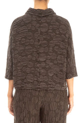 Cowl Neck Forest Brown Circle Silk Linen Blouse 2