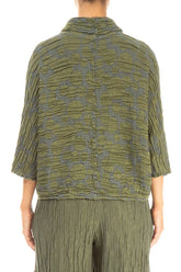 Cowl Neck Forest Mist Circle Silk Linen Blouse 2