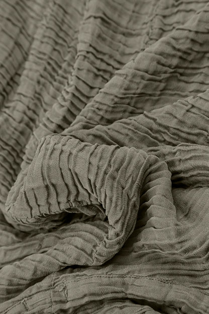 Cowl Neck Forest Mist Plissé Silk Blouse 5