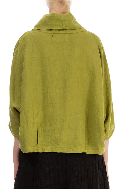 Cowl Neck Golden Lime Linen Blouse