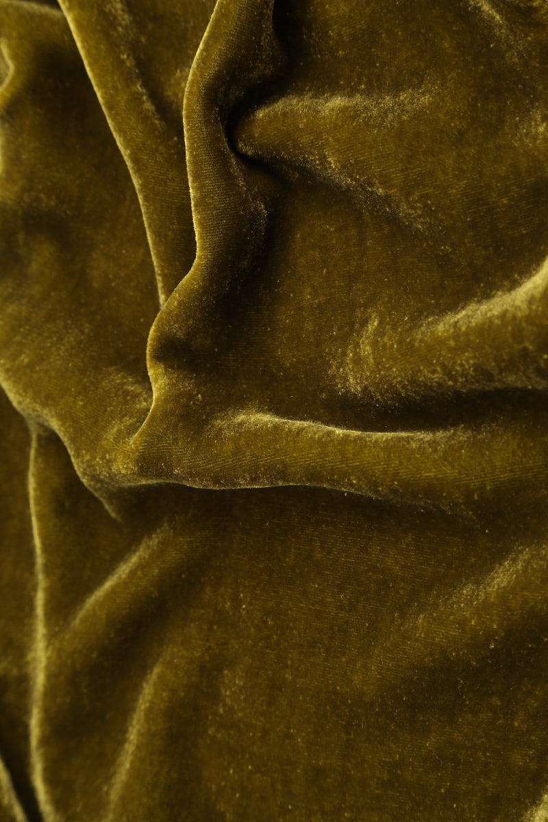 Cowl Neck Golden Lime Silk Velvet Blouse