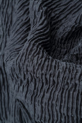 Cowl Neck Graphite Blue Plissé Silk Blouse 5