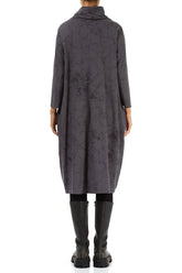 Cowl Neck Graphite Marble Cotton Dress 2