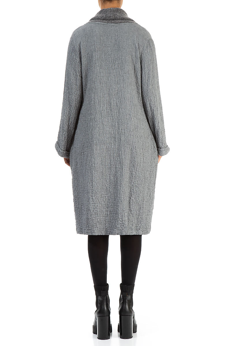 Cowl Neck Grey Wool Dress