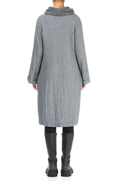 Cowl Neck Grey Wool Dress