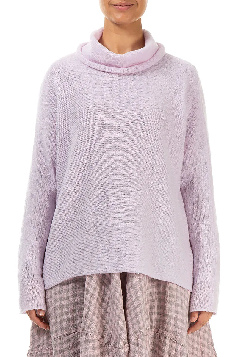 Cowl Neck Light Pink Wool Sweater 1