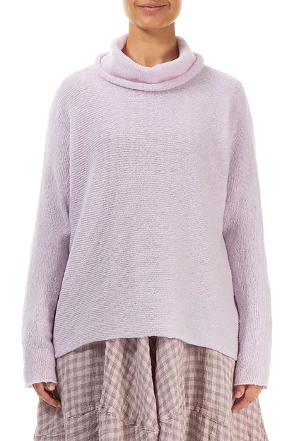 Cowl Neck Light Pink Wool Sweater 1