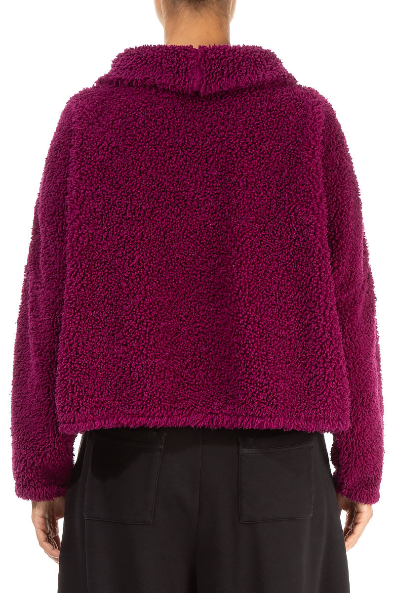 Cowl Neck Magenta Teddy Cotton Jumper