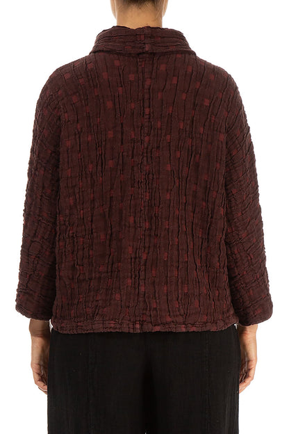 Cowl Neck Merlot Textured Linen Blouse