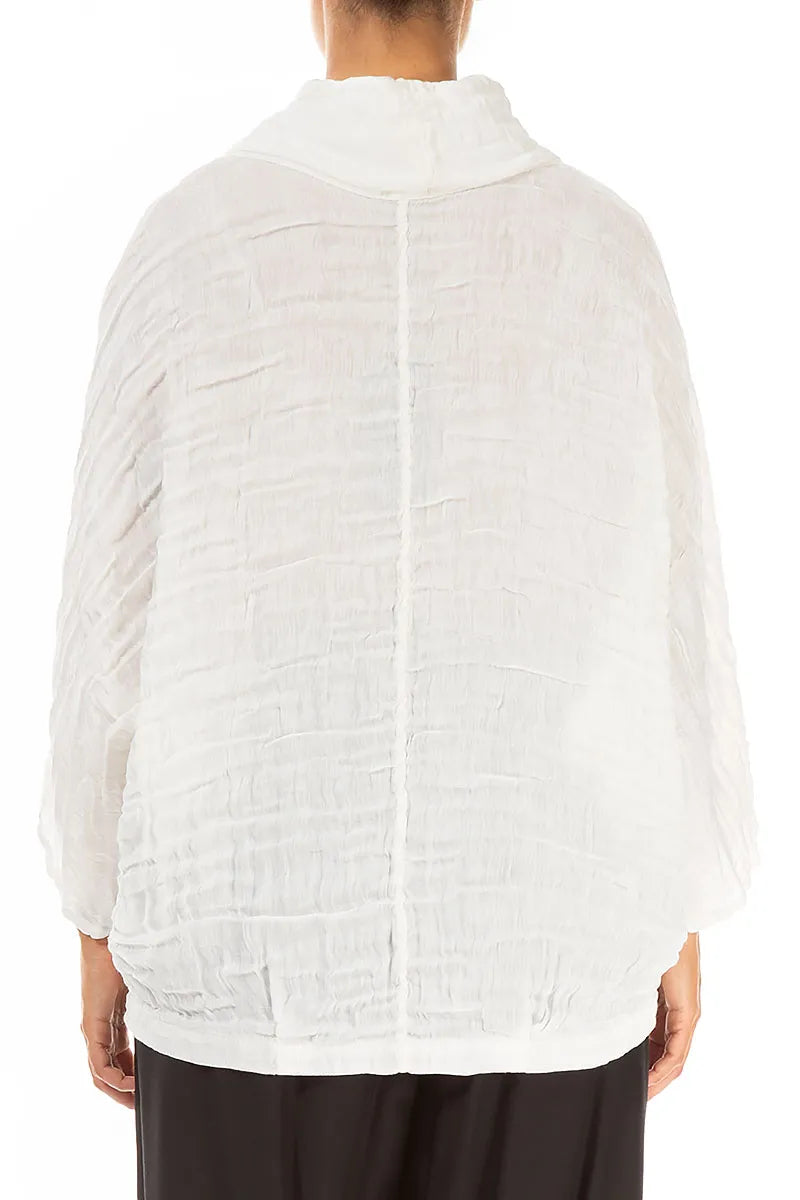 Cowl Neck Off White Circle Silk Linen Blouse 2