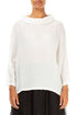 Cowl Neck Off White Plissé Silk Blouse 1
