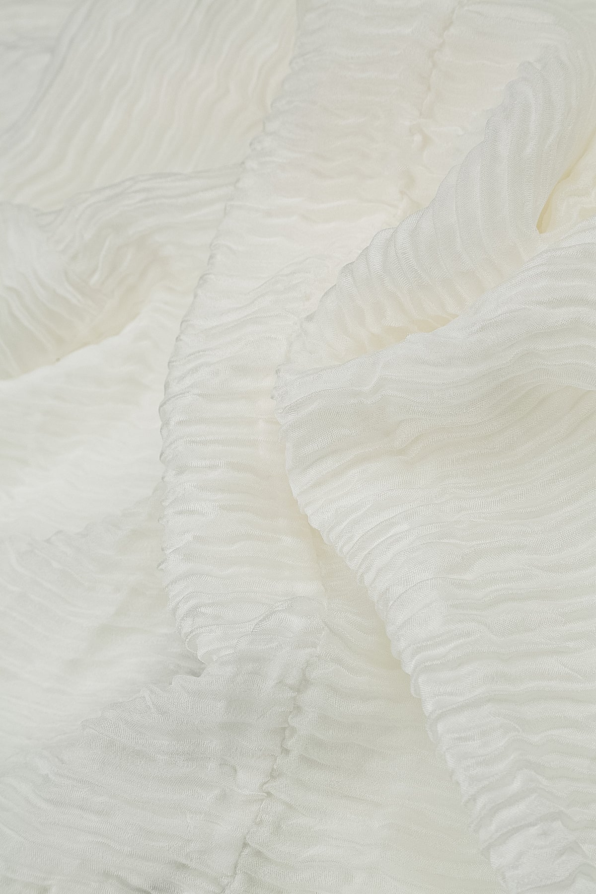 Cowl Neck Off White Plissé Silk Blouse 5