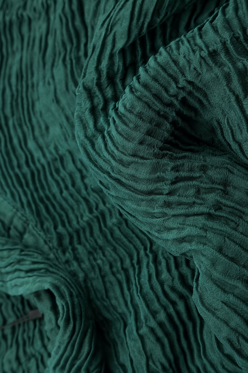 Cowl Neck Peacock Plissé Silk Blouse 5