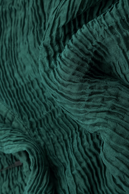 Cowl Neck Peacock Plissé Silk Blouse 5