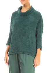 Cowl Neck Peacock Plissé Silk Blouse 3