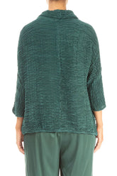 Cowl Neck Peacock Plissé Silk Blouse 2