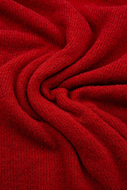 Cowl Neck Red Wool Sweater