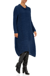 Cowl Neck Royal Blue Plissé Silk Dress 3