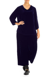 Cowl Neck Royal Purple Silk Velvet Blouse 4