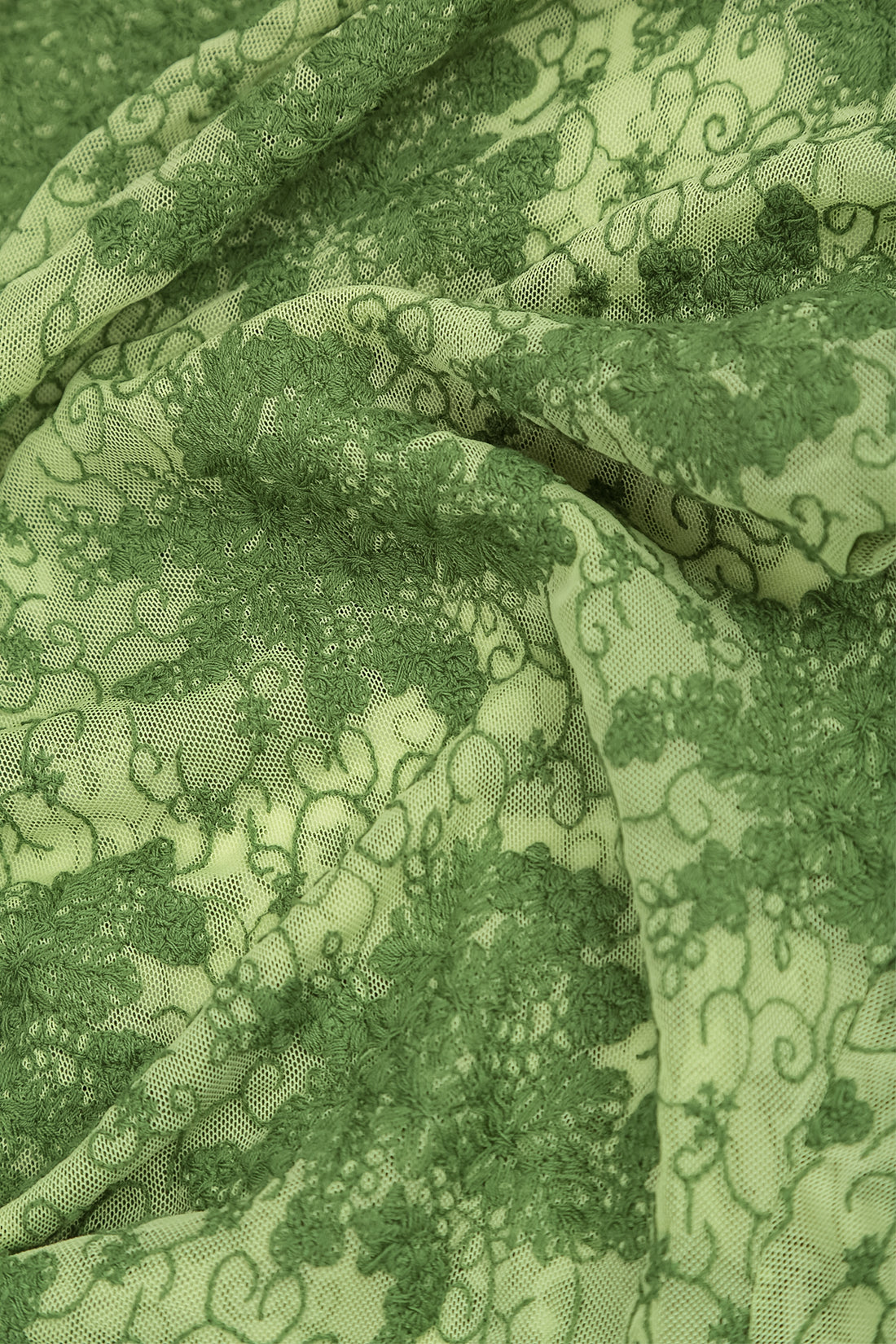 Cowl Neck Shamrock Green Floral Cotton Lace Blouse 5