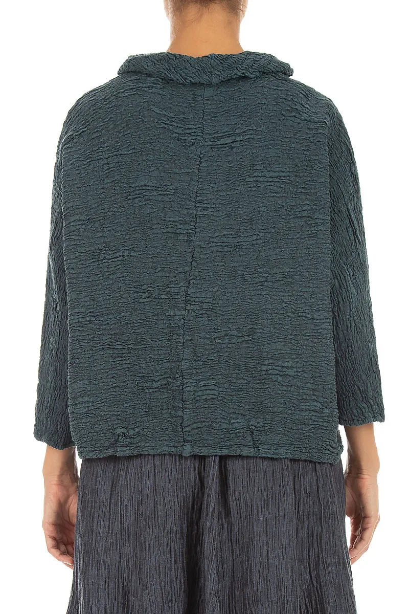 Cowl Neck Slate Textured Silk Linen Blouse 2
