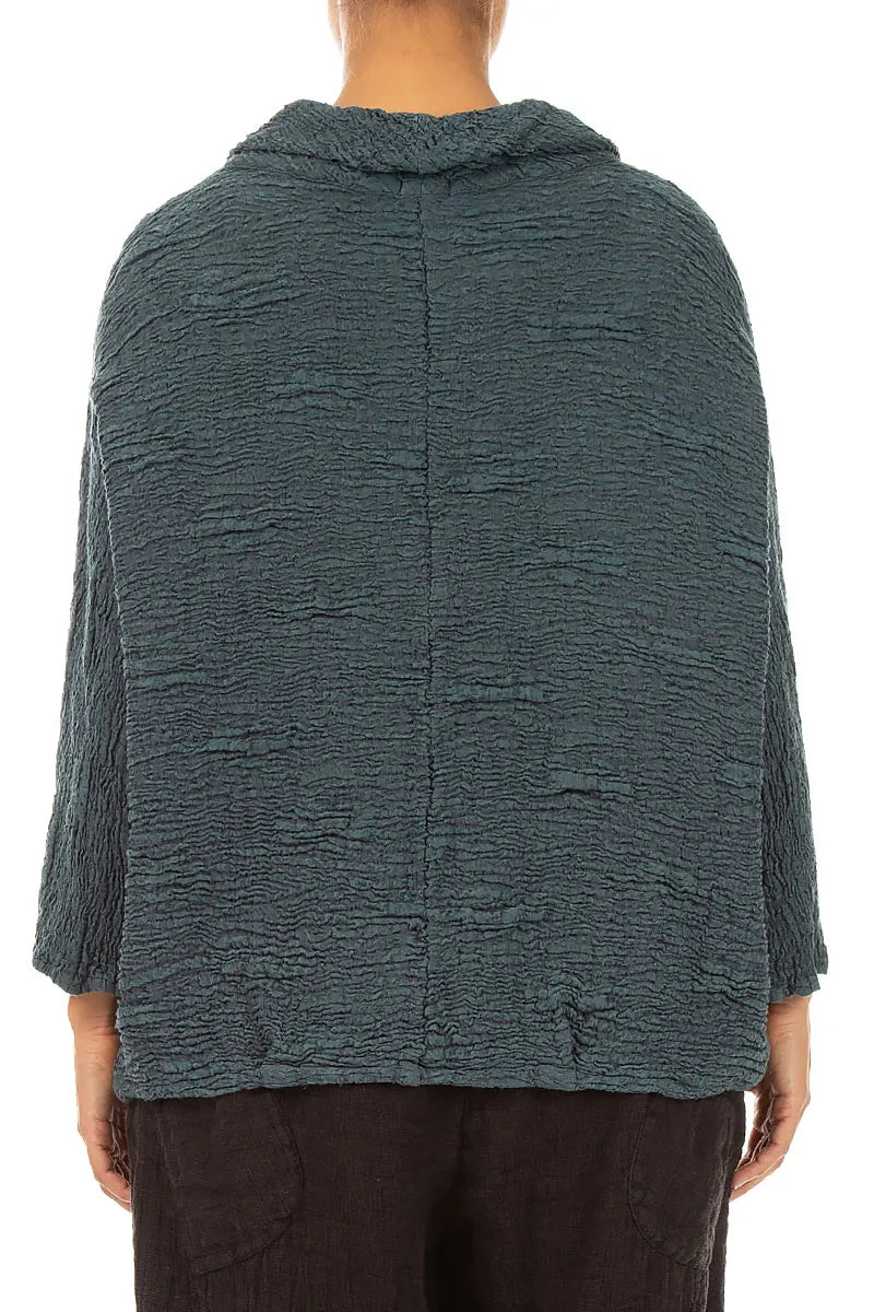 Cowl Neck Slate Textured Silk Linen Blouse