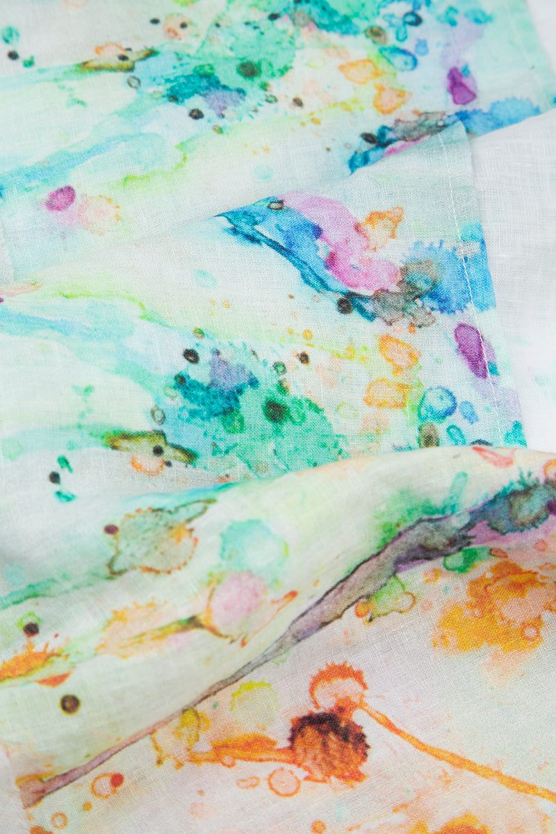 Cowl Neck Sleeveless Artful Splash Linen Tunic 5